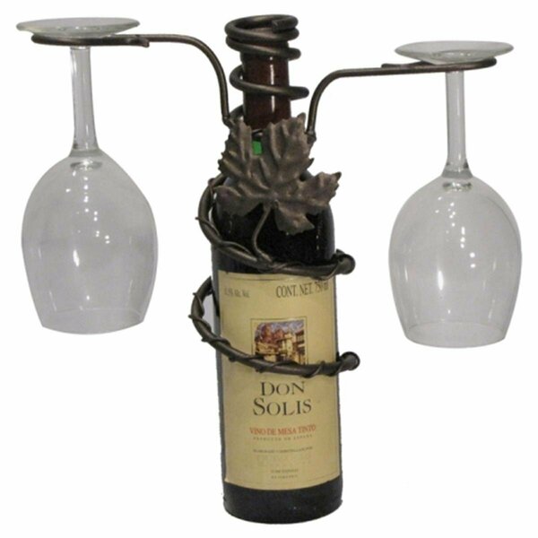 Metrotex Designs Grapevine Style Iron 2 Stem Holder Wine Bottle Topper- Meteor Finish 21596